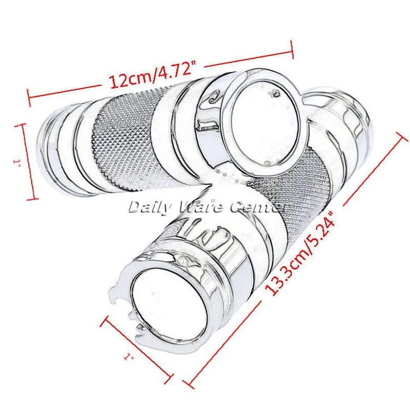 1Pair 22mm Motorcycle Handlebar Handle Hand Grips Chrome Bars Ends Universal for Cruisers Motor Bikes Choppers W/ 1\