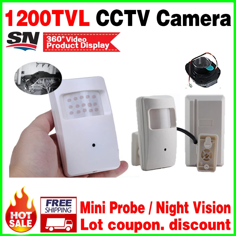 New cone Night Vision 20m Probe Infrared ahdl HD mini Camera 1/3 CMOS 1200TVL 18led CCTV
