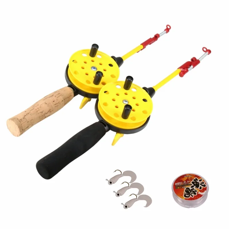 Mini Ice Fishing Rod Set For Winter Fishing Pole Holder For Fishing Pesca Carp Ice Rod Combo Telescopic Rod Kit Tackle