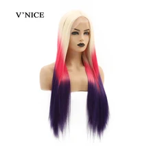 V'NICE прямые волосы Омбре синтетический парик фронта шнурка для женщин 150% плотность термостойкие длинные 20-26 дюймов Безглютеновые вечерние парики