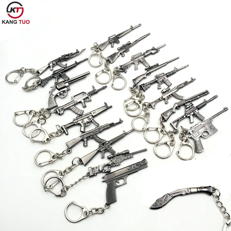 

20 Styles csgo Weapon Gun KeyChain AK47 M4A1 Gun Mode Pendant Key Ring Chaveiro Key Holders For Souvenir Size 6cm