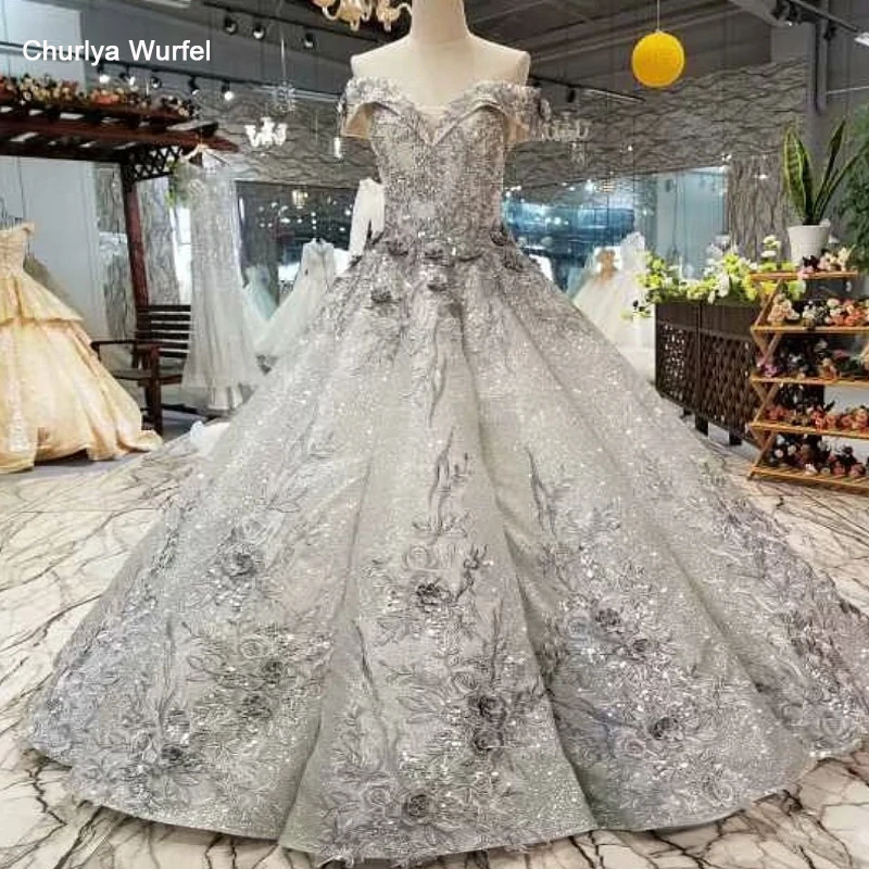 grey ball gown dress