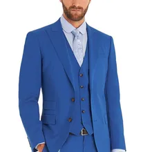 Новое поступление индивидуальный заказ Slim Fit Для мужчин s Блейзер Королевский Небесно-голубой костюм Для мужчин Нарядные Костюмы для свадьбы смокинг жениха для Для мужчин(куртка+ брюки+ жилет+ галстук