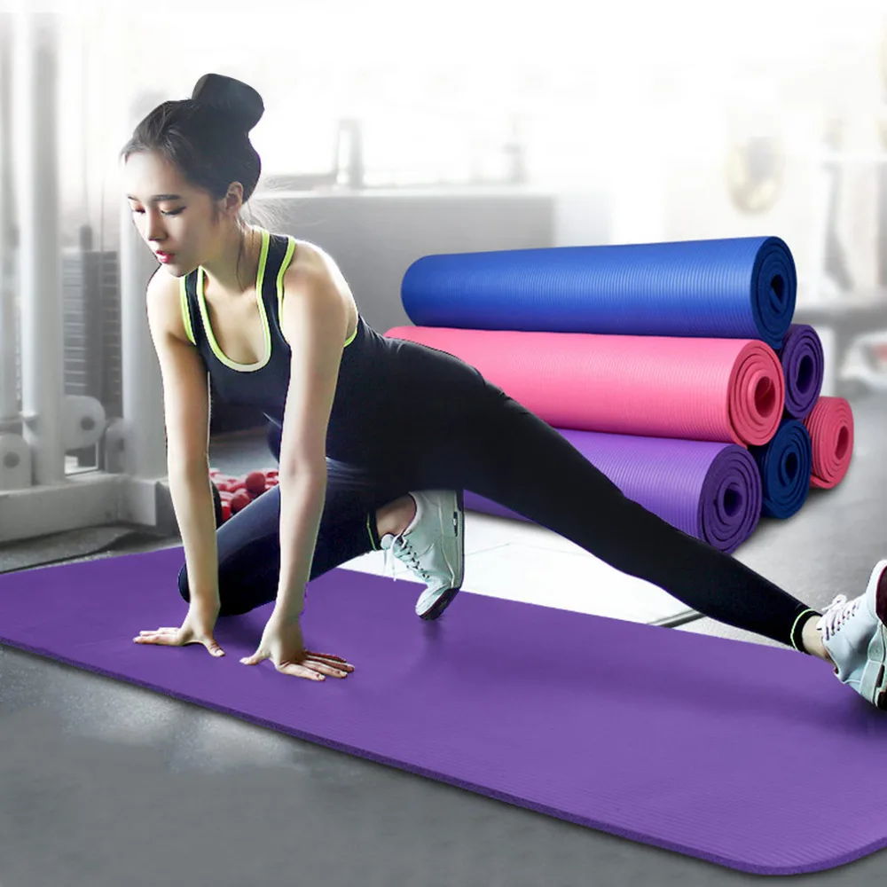 

10mm Thick Exercise Fitness use Exercise Mat for Yoga and pilate portable non-slip NBR cushion for outdoor travel