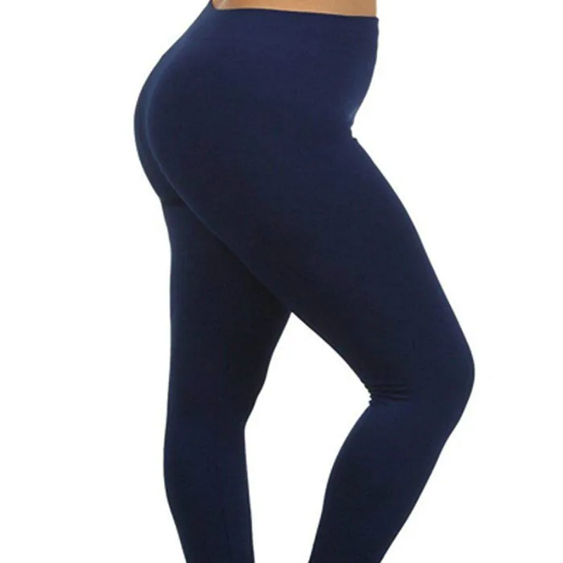 

12 Piece Women's Plus Size Casual -Length Pants Cotton Solid Elastic Waist Elastic Waist Ankle-Length Pants