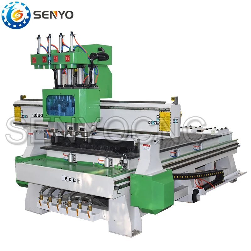 

Multi function Wood CNC Router/three four heads auto tool change wood furniture 4 axis cnc router processing machine