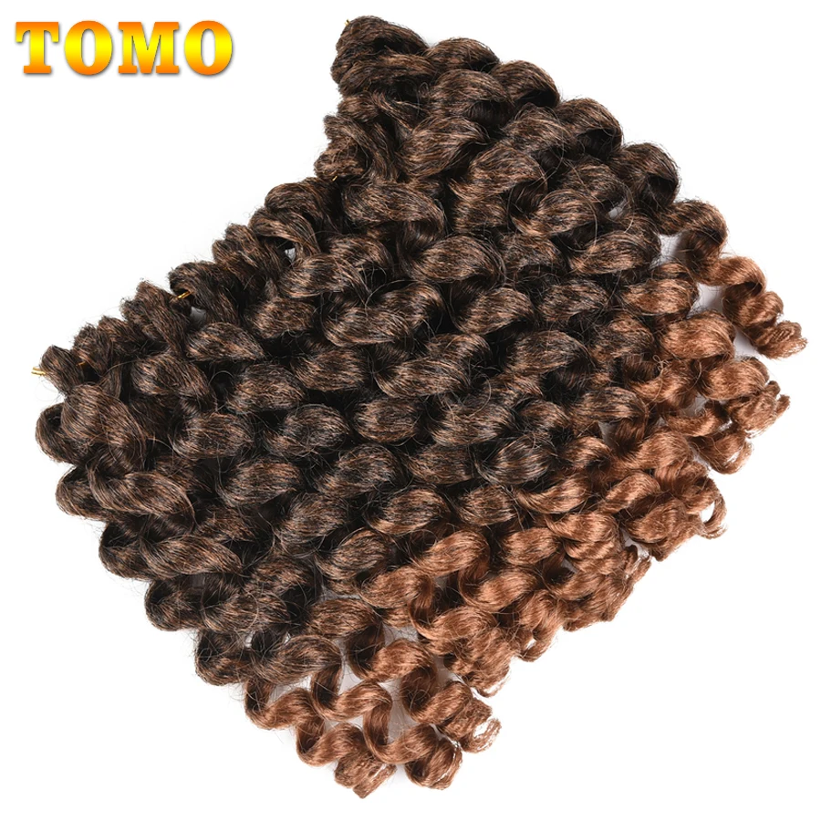 TOMO Jamaican Bounce Jumpy Wand Curls Hair Extensions 8Inch 20Roots Afro Fluffy Crochet Braids Bulk Synthetic Hair Braiding