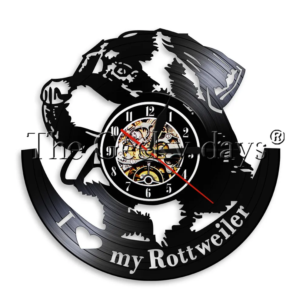 1 шт., винтажные настенные часы I Love My Rottweiler, 12 дюймов, черные, настенные часы с изображением животных, современные настенные часы для домашних животных, собак, для детей, подарок на день рождения