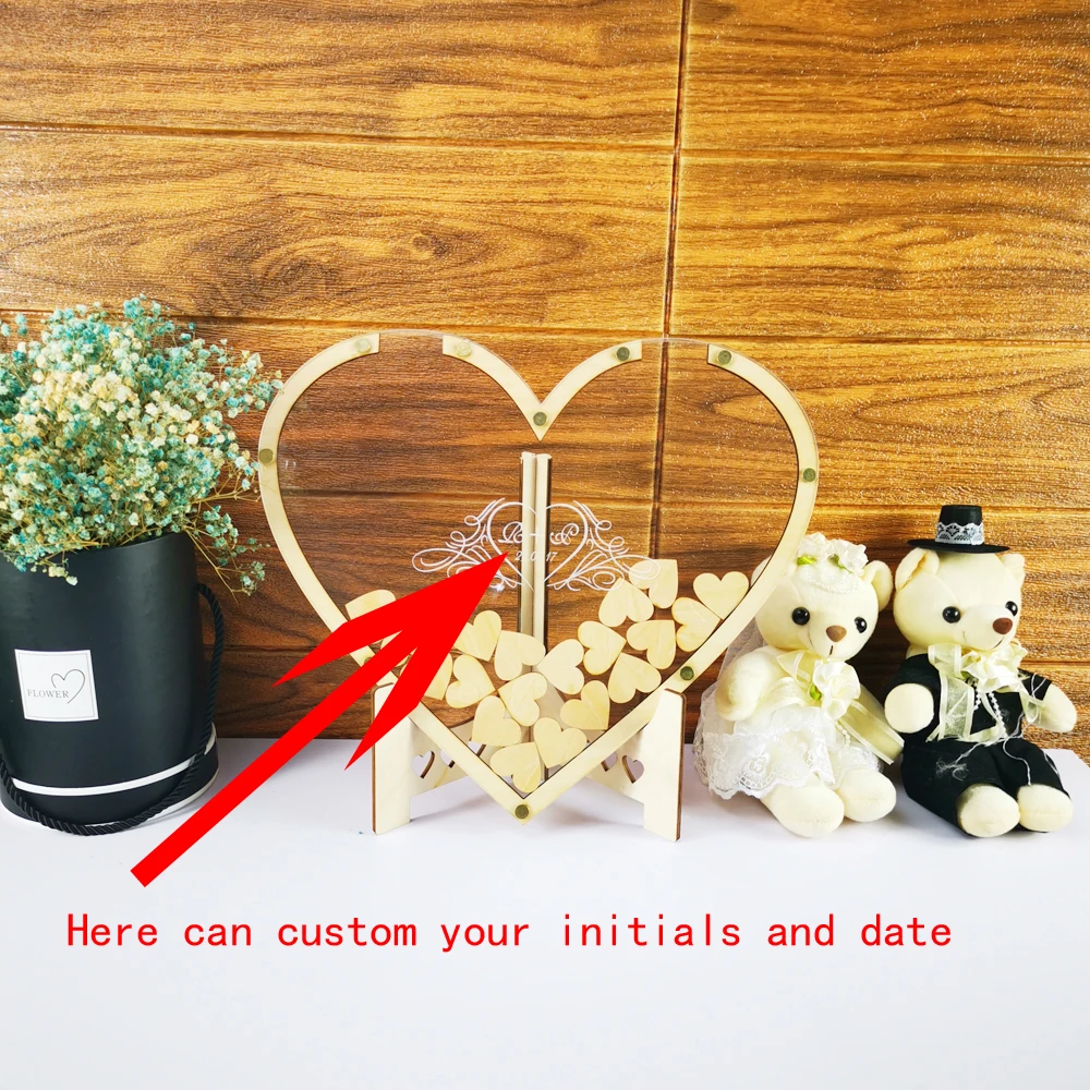 Mr&Mrs Initials And Date 3D Heart Wedding Guest Book Unique Wedding Decoration Rustic Sweet Guest book