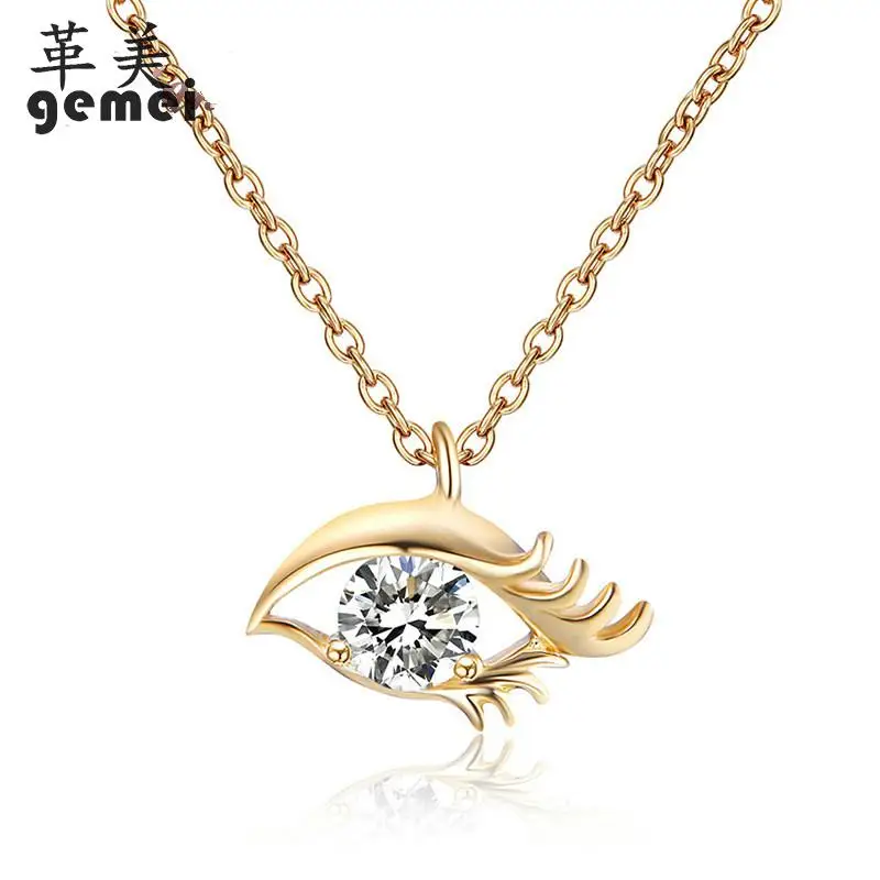 

Gemei 100% 925 Sterling Silver Curved Eyelash Cubic Zirconia Eyes Necklaces & Pendants For Women Fashion Party Jewelry