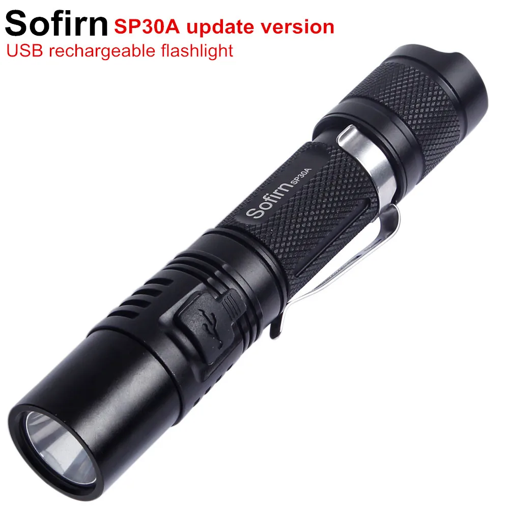 Sofirn SP30A Перезаряжаемый USB флэш светильник мощный светодиодный 18650 Cree XPL 1100lm