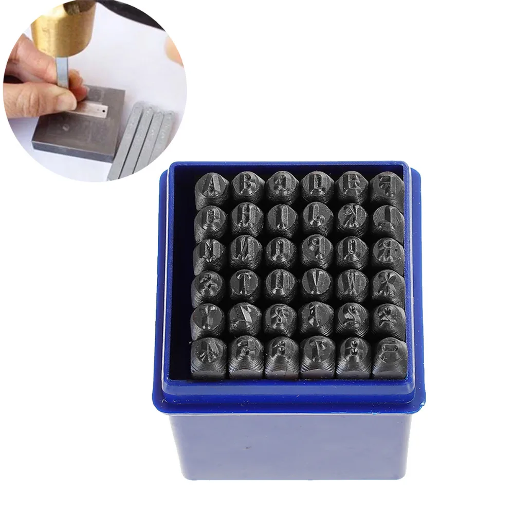 DoreenBeads 4mm Carbon Steel Gunmetal Number 0 9 Alphabet A Z Rectangle Punch Metal Stamping