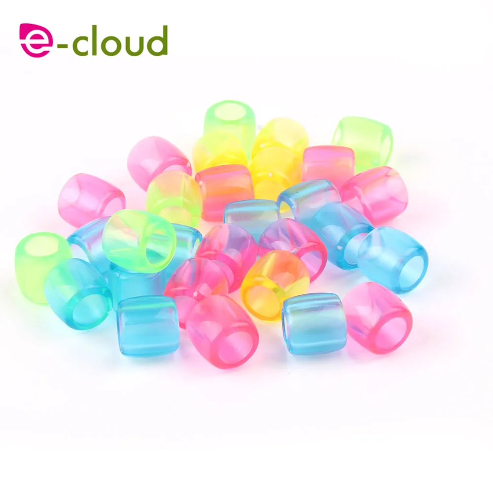 

New Jelly colorful Dreadlock Beads Rainbow Stripes Pattern Hair Braid Dread Cuff Clip 7mm Hole Tube Braiding Styling Tool