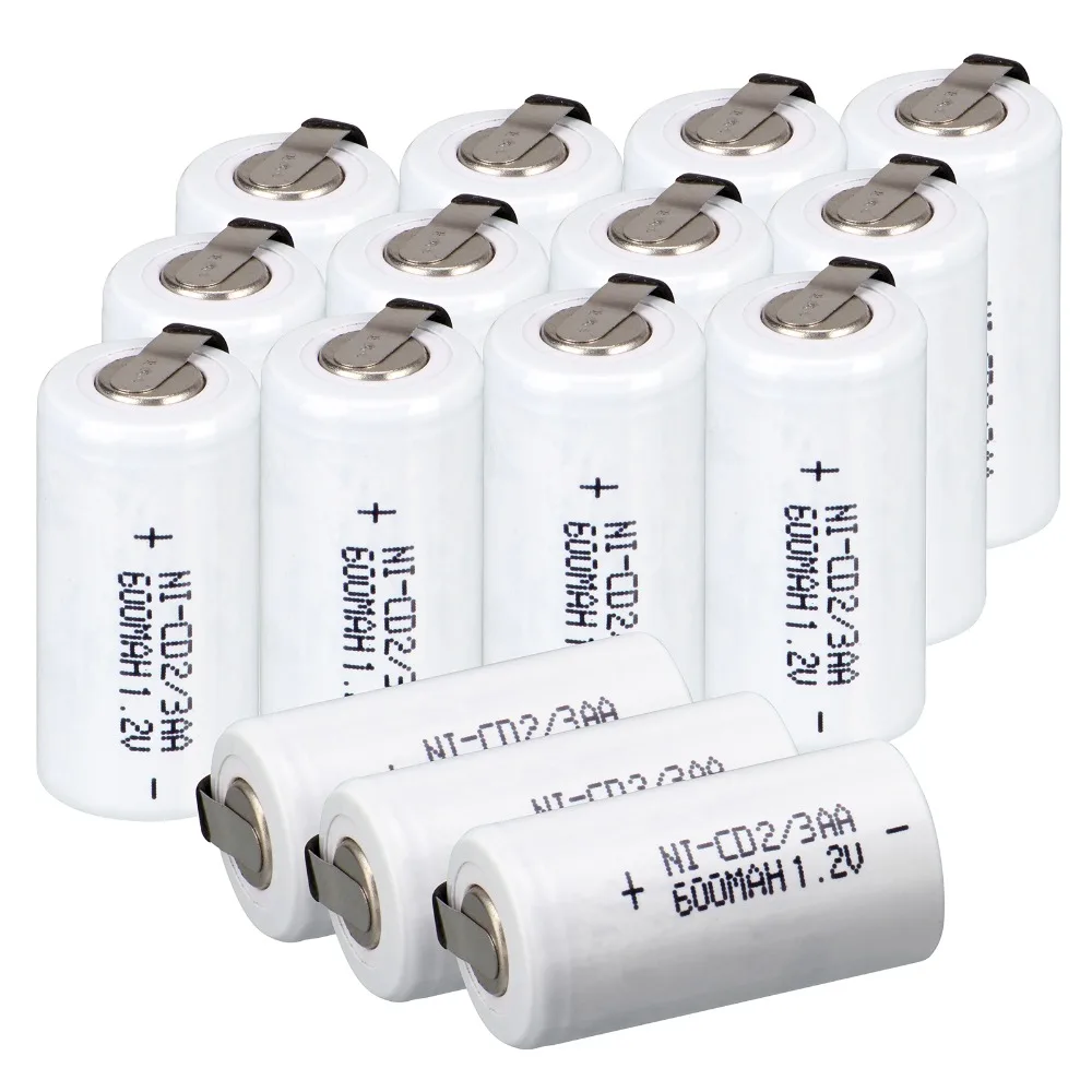 2~ 16 шт Anmas power 1,2 V 600mAh Ni-CD 2/3 AA ni-cd аккумуляторная батарея белый ni-cd батареи