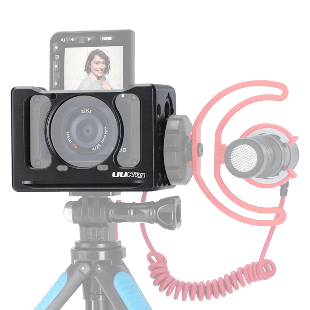 

Camera Cage Mount for Sony RX0 II Metal Holder Cold Shoe 37mm Lens Filter Adapter 1/4'' 3/8'' Smallrig Microphone Vlogging Case