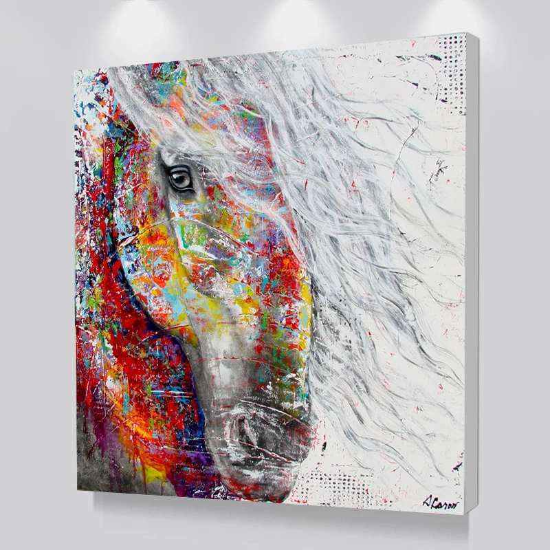 Самоотверженные граффити искусство лошадь картины красочные голова лошади картины для гостиной стены Искусство животных декоративные принты без рамки