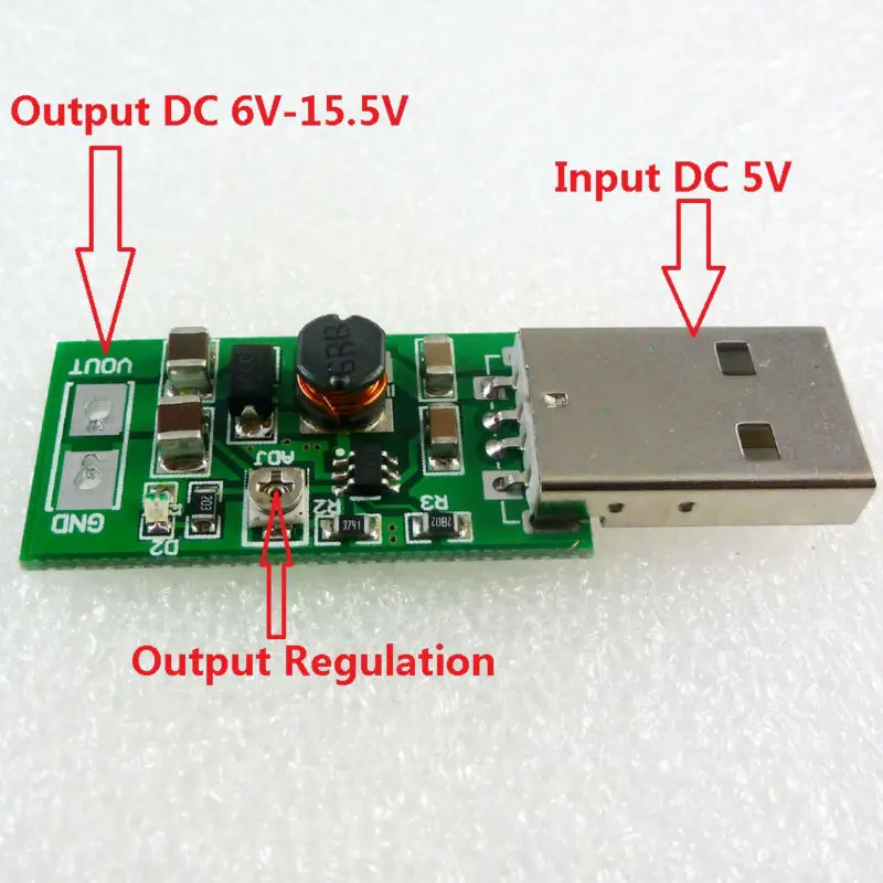 TB414 5 В USB вход на 6-15 в Регулируемый Выход DC преобразователь Повышающий Модуль