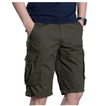 Шорты в стиле милитари мужские летние хлопковые свободные шорты до колена с карманами модные однотонные рабочие шорты для отдыха армейский зеленый красный черный