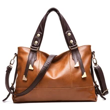 2016 Hot European American style Oil wax Genuine Leather Cowhide Women handbags Fashion Women shoulder bags +15 Colors