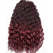 Pervado волосы синтетические мягкие Faux locs Curly вязание крючком косички волосы для наращивания 22 дюймов 24 пряди/пакет Бург Омбре богиня прическа