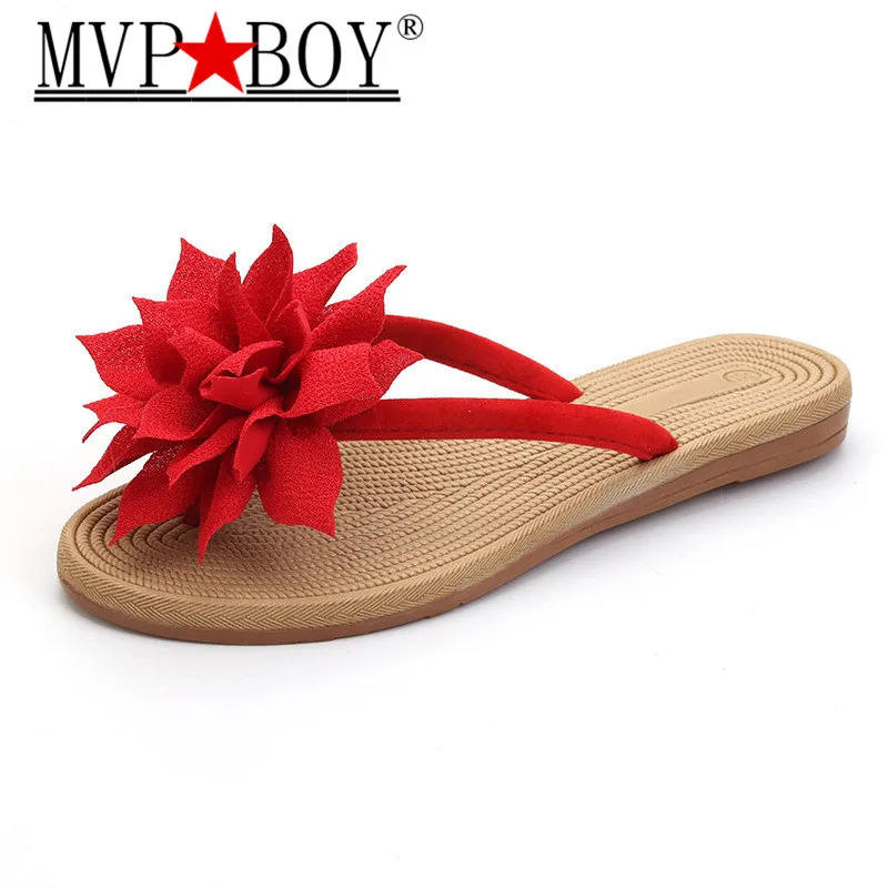 

Mvp Boy Summer Women's Flat Slippers Casual Flower Female Flip Flops Non-slip Slippers Soft Bottom Toe Flip Flops Plus 35-41
