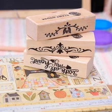 Винтажный барный рисунок деревянный штамп красота цветок украшение дневника штамп поделки, резиновая печать 3 шт./партия