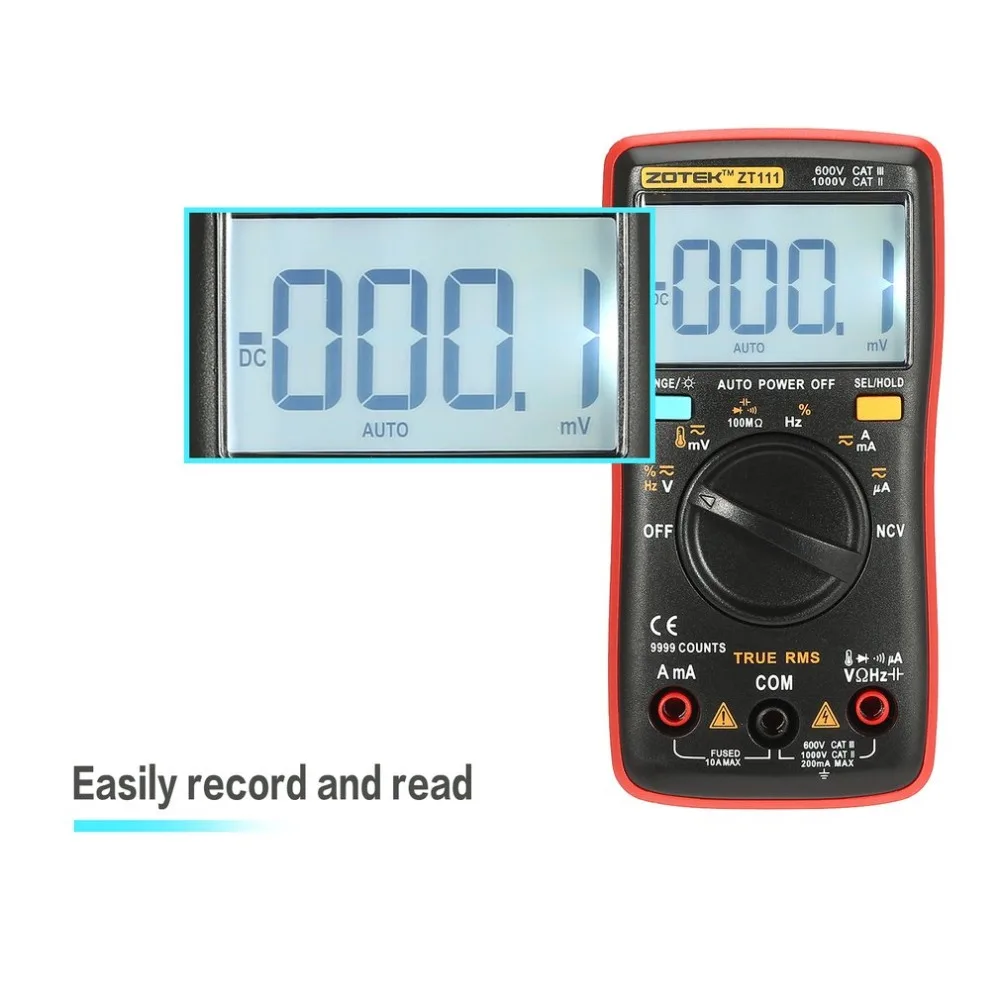 

ZOTEK ZT111 Mini 9999 Counts Range Digital Multimeter AC/DC Voltage Current Tester with Temperature and NCV Measurement