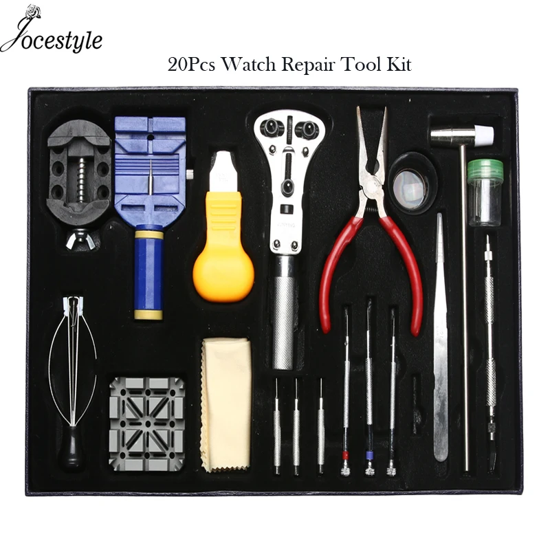 

20Pcs Watch Repair Tool Kit Set Case Opener Link Pin/Wrench Remover/Dust Blower Spring Bar Screwdriver Clock Tools Parts
