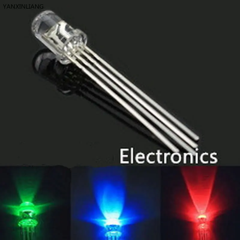 

5mm full-color LED RGB red green and blue Four feet transparent highlight color Controllable seven lights Common anode