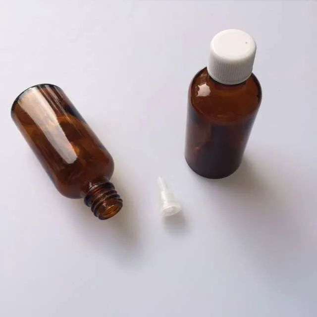50ml Amber Glass Bottles with Leakproof Stopper Cap Liquid Jars Essential Oil Bottles 10pc