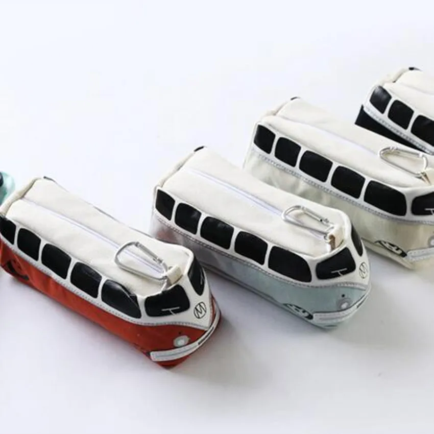 

1 Pcs Kawaii Pencil Case Retro Bus Canvas Gift Estuches School Pencil Box Pencilcase Pencil Bag School Supplies Stationery