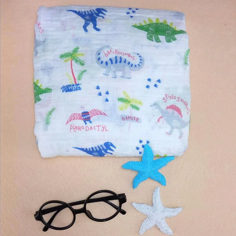 

The Dinosaur Muslin Baby Blankets Swaddle Wrap 100% Orgainc Cotton Soft Newborn Multifunctional Blanket Receiving BatchTowel