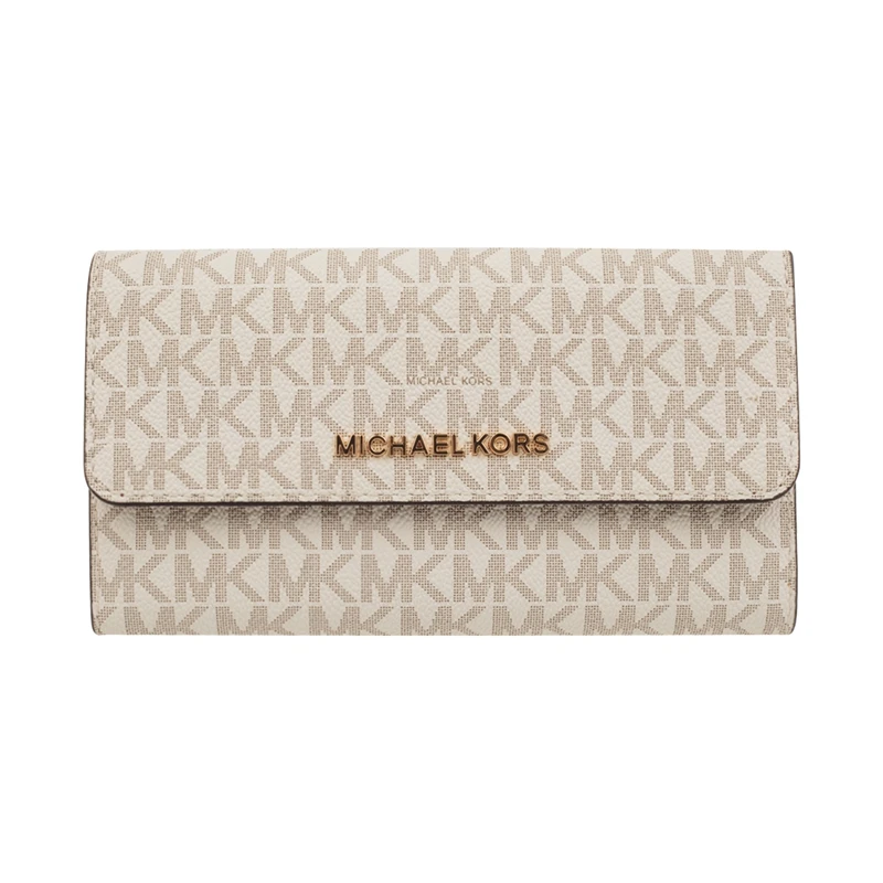 Michael Kors Jet Set Travel Black Leather LG Trifold Wallet 35F8GTVF3B