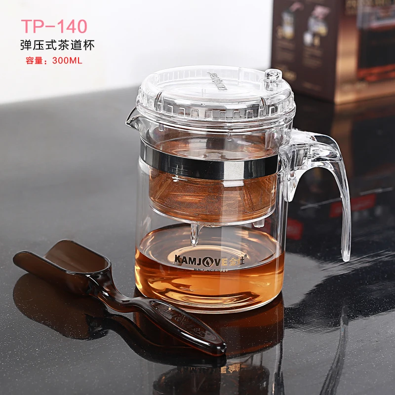 Различные Kamjove стеклянный кунг-фу чайник PiaoYi Bei удобный чайный набор кунг-фу пресс авто-открытая художественная чайная чашка - Цвет: TP-140  300ml