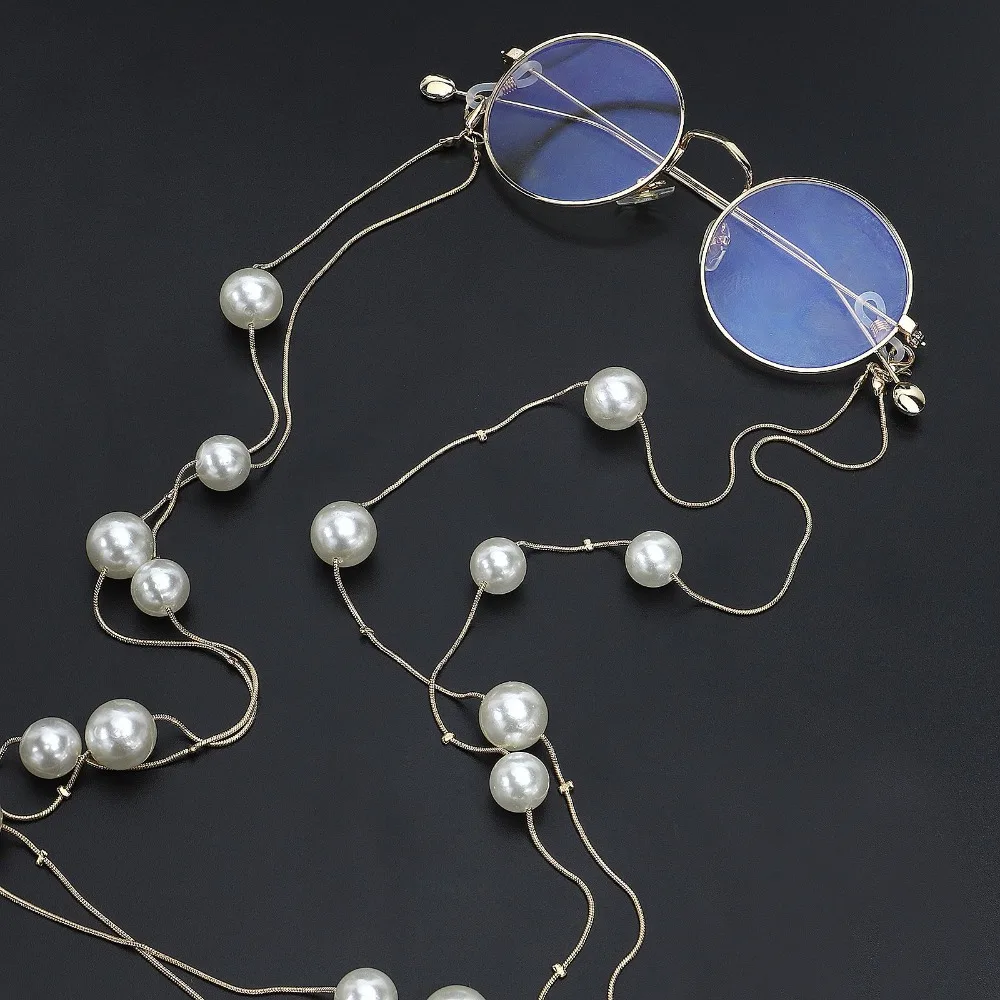 Двухслойные Новые солнцезащитные очки ремешок ожерелье очки ручной работы цепочка с искусственным жемчугом шнур для ужина Вечерние
