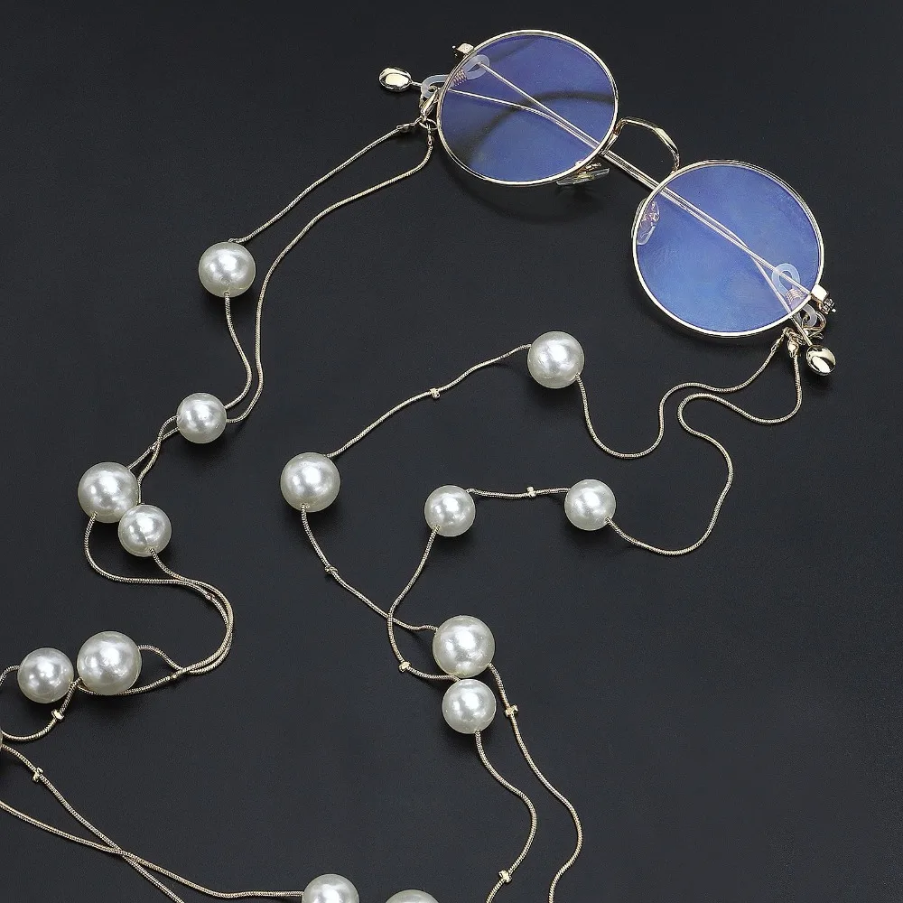 

Double Layer New Sunglasses Lanyard Strap Necklace Eyeglass Hand-make Imitation Pearls Chain Cord For Dinner Party