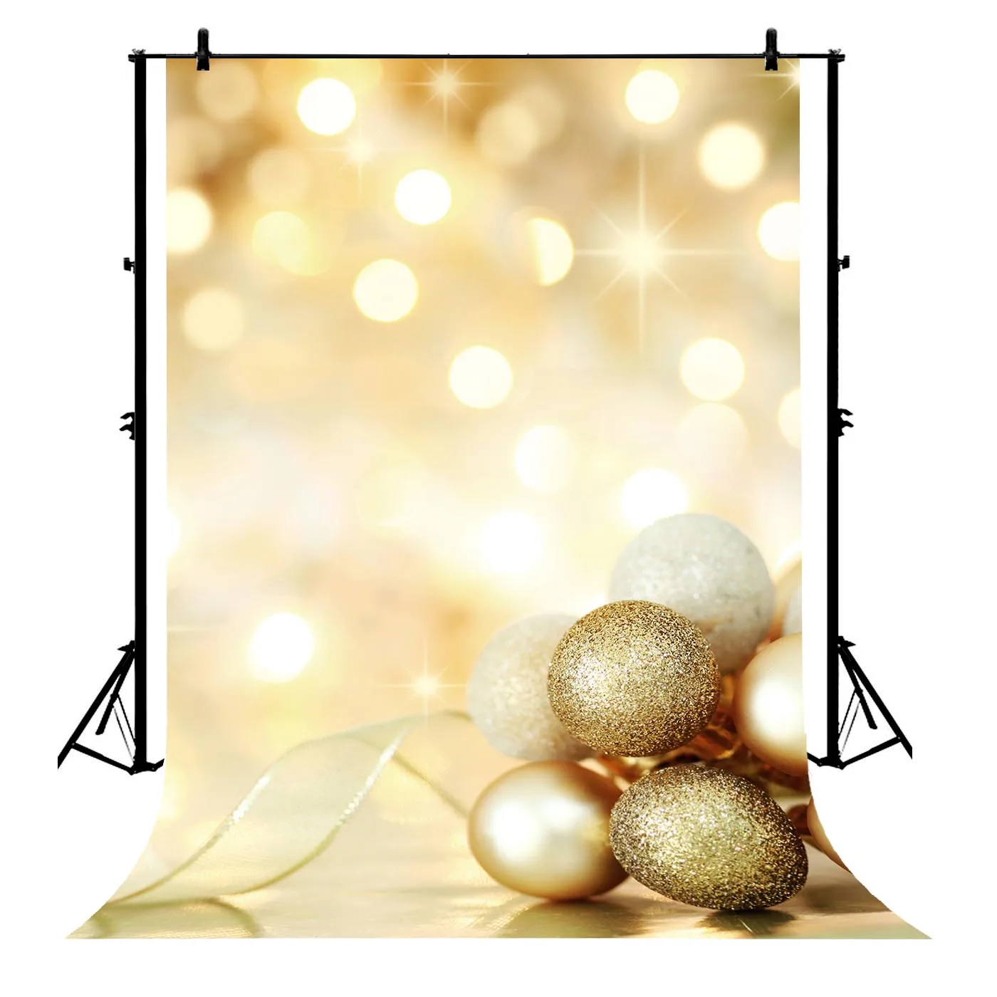 

5x7ft Merry Christmas Balls Bokeh Halos Glitter Sequins Xmas Polyester Photo Background Portrait Backdrop
