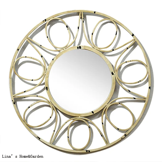 

vintage rustic handcrafted round metal wall mirror decorative