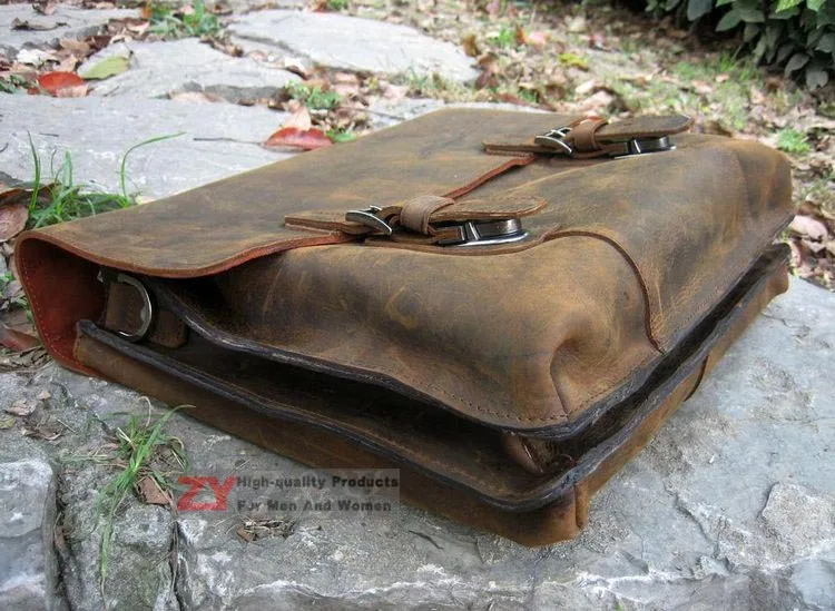 New Vintage Rugged Leather Full Grain Men S Briefcase Laptop New Vintage Rugged Leather Full Grain Men S Briefcase Laptop Handmade Shoulder Bag Messenger Satchel S01205 In Briefcases From Luggage Bags On