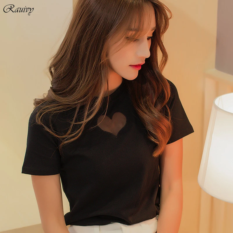 

harajuku clothes women korean summer 2019 sexy embroidery love off the shoulder tops for women kawaii heart-shaped t-shirt women