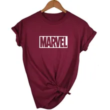 2018 de moda Harajuku mujer Casual camisetas de Punk Rock MARVEL ts algodón tumblr camiseta Hipster Casual para hembra superior