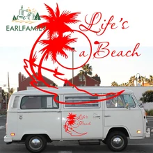 EARLFAMILY 2x LIFE'S A BEACH STICKER VW DUB SURF CAMPER T25 T5 T4 Camper Van Graphics Vinyl Graphics Kit Decals Car Stickers 2x tribal tattoo graphic kit stripe decal sticker camper van truck vehicle suv vinyl camaro