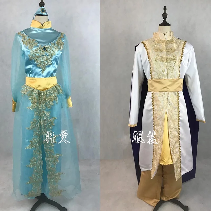 New Arrival Aladdin Lamp Prince Princess Jasmine Lovers Cosplay Costume For Adult Man Women Halloween Party Costume Custom Made