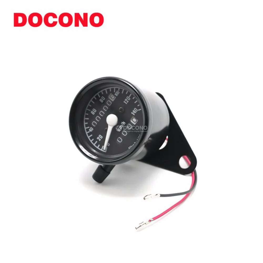

DOCONO Motorcycle Universal Dual Odometer Speedometer Motorcycle Cafe Racer Speedometer Odometer Gauge 0-140km/h Instrument