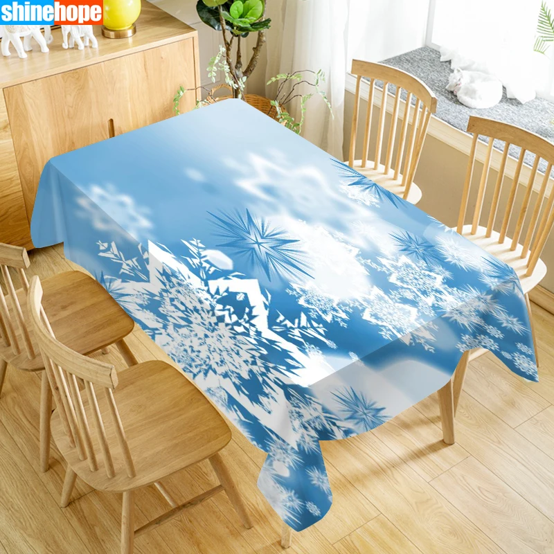

Europe Tablecloth Snowflakes Christmas Dustproof Dinner Table Cloth Rectangular Wedding Decoration Table Cover Home Textiles