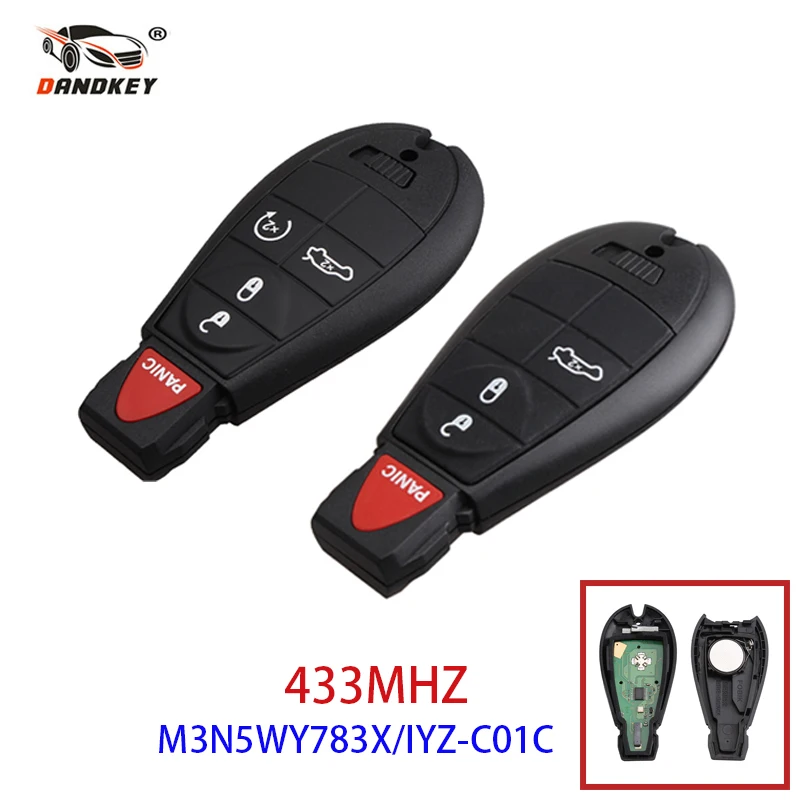 

Dandkey Smart Car Key 4/5 Buttons For Jeep Chrysler Grand Cherokee 2008-2015 300 Town & Country M3N5WY783X / IYZ-C01C Fob 433MHz