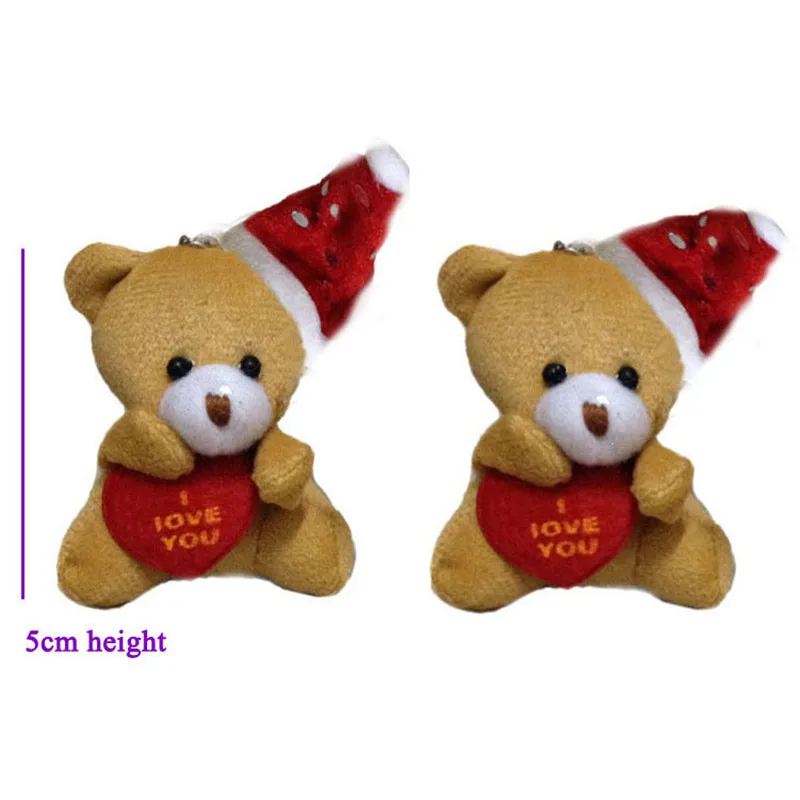5cm 50pcs Christmas Bear Plush Toys I Love You Letter Bear Dolls Love Heart Sitting Bears Xmas Home Tree Decor Gift  (3)