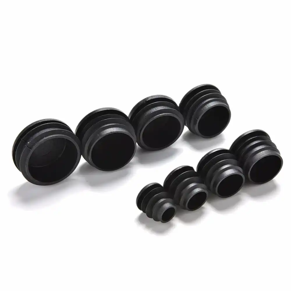 10Pcs Plastic Furniture Leg Plug Blanking End Cap Bung For Round Pipe Tube Black