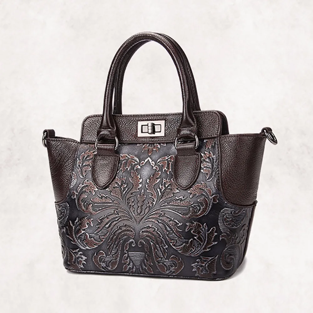 Высококачественная женская натуральная сумка из воловьей кожи, винтажная сумка с тиснением и верхней ручкой, дизайнерские сумки через плечо, роскошные сумки-мессенджеры