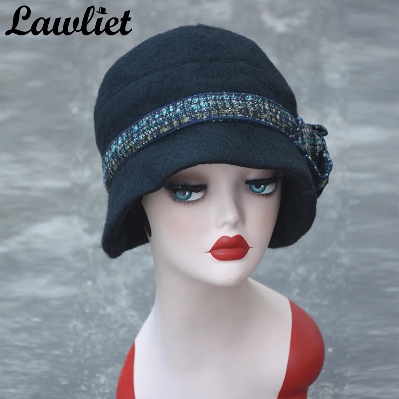 Женская зимняя шляпа Lawliet с цветочным принтом шерстяные шляпы федоры Панамы